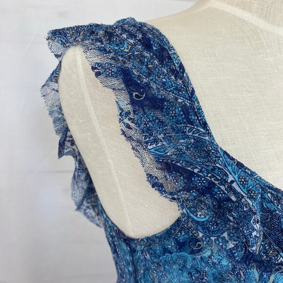 Kimchi Blue Y2K Regencycore Paisley Mesh Blouse Women SP Ruffle Fairycore NEW - Picture 4 of 9